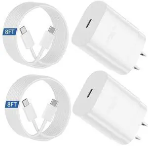 KEHIPI S25 S24 Ultra Charger 25W Super Fast USB C Charger Block & 8FT Android Phone Type C Charger Cable Cord for Samsung Galaxy S24 Ultra/S24+/S24/S23 Ultra/S23/S22 Ultra/S22/S21/S20 /Note10 20-White