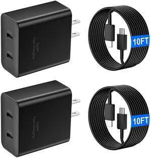 KEHIPI 45W Super Fast USB C Charger for iPhone 17 16 15 Pro Max, 2-Port 45 Watt Type C Charger Block with 10FT USB C Cable for Samsung Galaxy S25 Ultra/S25+/S25/S24/S23 Ultra/S23+/S22 Ultra/S22+/S20