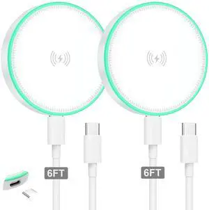 KEHIPI MagSafe Charger 2Pack 15W Magnetic Wireless Charger Fast Charging Pad with 6FT USB C to USB C Cable Compatible with iPhone 17/16/15/14/13/12 Series & AirPods 3/2/Pro | Strong Magnet Technology