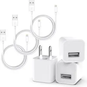 KEHIPI iPhone Charger Cable,3Pack (MFi Certified) Data Sync Charging Cords with 3Pack USB Wall Charger Travel Plug Adapter Compatible with iPhone 14Pro/13 Pro/12/12 Pro Max/11 Pro Max/XS Max/XS/XR/X/8