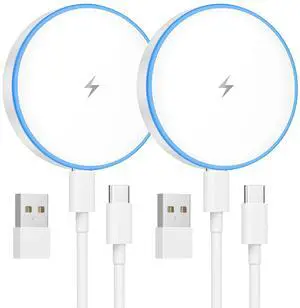 KEHIPI MagSafe Charger 2 Pack 15W Magnetic Wireless Charger Fast Charging Pad Compatible with iPhone 17/16/15/14/13/12 Series & AirPods 3/2/Pro Magnetic MagSafe Charging Pad with Dual Ports