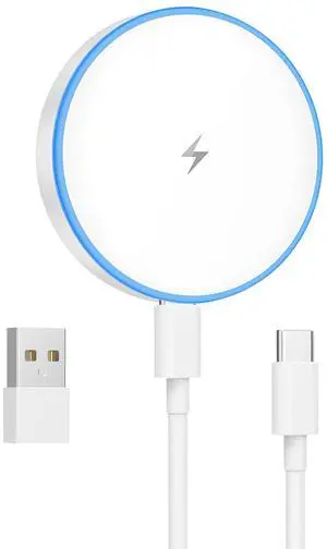 KEHIPI MagSafe Charger 15W Magnetic Wireless Charger Fast Charging Pad Compatible with iPhone 17/16/15/14/13/12 Series & AirPods 3/2/Pro Magnetic MagSafe Charging Pad with Dual Ports