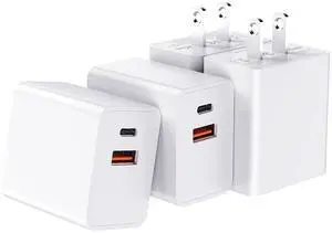 KEHIPI USB C Fast Charger Block,20W PD Dual Port USB-C Power Adapter Charger Type C Fast Charging Block Compatible for iPhone 17/Pro Max/iPhone Air/16 Pro Max/15 14 Pro Max/iPad, Samsung Series,4Pack