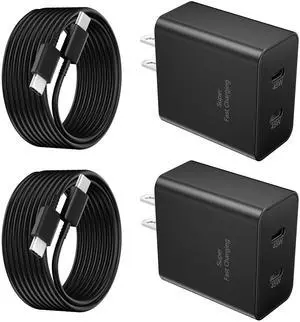 KEHIPI 2Port 45W Samsung Super Fast Charger USB C, Type C Fast Charging Android Phone Charger 6.6FT Fast Charging Cord for Samsung Galaxy S25 Ultra/S25/S24/S23
