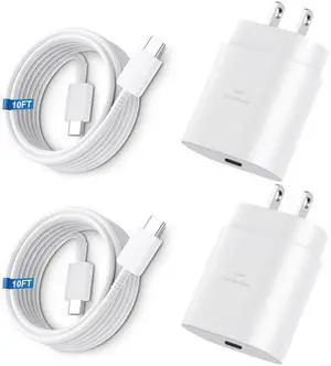 KEHIPI Type C Charger Fast Charging for iPhone 17 16,25W USB C Super Fast Charger Block with 10FT Long C Fast Charging Cable for Galaxy S25/S24/S23/Plus/Ultra, iPhone 17/16/15/Pro/Pro Max/iPhone 2Pack