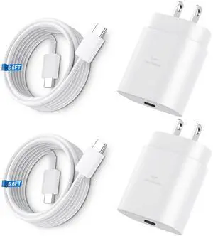 KEHIPI Super Fast Charger Type C, 25W USB C Wall Charger Fast Charging for Samsung Galaxy S25 Ultra/S25/S25+/S24+/S24 Ultra/S24/S24+/S23 Ultra/S22 Ultra/S21 Ultra with 6.6FT Long Type C Charger 2Pack