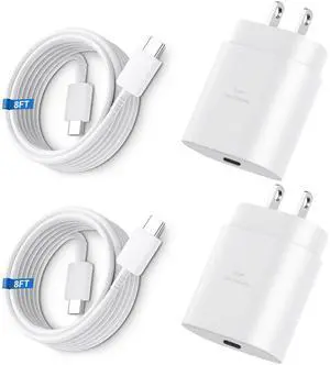 KEHIPI Super Fast Charger Type C, 25W USB C Wall Charger Fast Charging for Samsung Galaxy S25 Ultra/S25/S25+/S24+/S24 Ultra/S24/S24+/S23 Ultra/S22 Ultra/S21 Ultra with 8FT Long Type C Charger 2Pack
