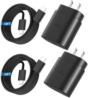 KEHIPI Super Fast Charger Type C,25W USB C Wall Charger Fast Charging for Samsung Galaxy S25 Ultra/S25/S25+/S24+/S24 Ultra/S24/S23 Ultra/S22 Ultra/S21 with 10FT Long Android Type C Charger Cable 2Pack