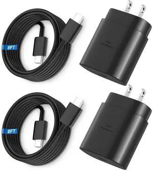 KEHIPI Super Fast Charger Type C, 25W USB C Wall Charger Fast Charging for Samsung Galaxy S25 Ultra/S25/S25+/S24+/S24 Ultra/S24/S23 Ultra/S22 Ultra/S21 Ultra with 8FT Long Type C Charger Cable 2Pack