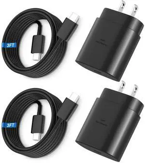 KEHIPI Super Fast Charger Type C, 25W USB C Wall Charger Fast Charging for Samsung Galaxy S25 Ultra/S25/S25+/S24+/S24 Ultra/S24+/S23 Ultra/S22 Ultra/S21 Ultra with 3FT Long Type C Charger Cable 2Pack