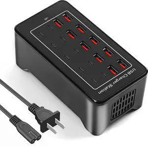 KEHIPI USB C Charger Block, 100W(20A) 20 Port Multiport USB Hub Desktop Fast Wall Charger, 10 Port USB C and USB Charging Compatible for Apple iPhone, iPad, Tablets, Samsung Galaxy