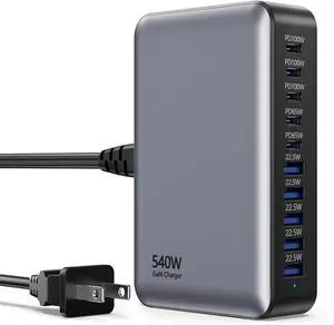 KEHIPI USB C Fast Charger Block, USB Charging Station 540W, PD 100W Laptop Charger, GaN Charging Block, 10 Port Multi Port Charer Hub Compatible with Laptop,MacBook,iPad,iPhone,Samsung Galaxy,Dell