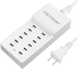 KEHIPI USB C Charger, 12 Ports USB Charging Station, 50W MultiPort USB Charging Block, USBC Desktop Multiple Charger for iPhone 16/15/14/13/12/iPad/Samsung S24/S23/Ultra/Z Flod/Watch/Headphones