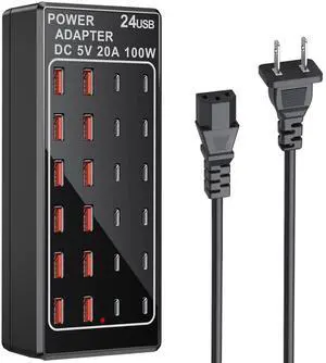 KEHIPI USB C Charging Station, USB Charger Station Block, 24-Port 100W (20A) Charging Block, Charging Station for Multiple Devices USB Wall Charger Power Hub,Compatible Samsung S24/iPhone/Google