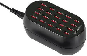 KEHIPI 20-Port USB Charging Station, 100W Multi-Device Charger Hub, Desktop Power Dock for Smartphones, for iPhone, Samsung Galaxy, iPad, Tablet, Drones, Headphones,Black