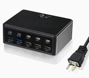 KEHIPI 150W 10-Port USB Charger - Fast Multi Port USB 10-Ports Charging Hub with Switch Control - Compatible with iPhone 15/14/13/12, Galaxy S23/S22/S21, Note 20 Ultra and More