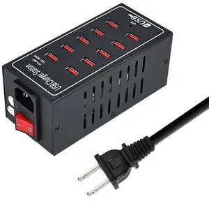 KEHIPI 10-Port Charging Station, 10-in-1 Multi Port USB Charger for iphone13/14/15,60W Power Delivery Desktop Accessory with Intelligent Protection for Smartphone Tablet School Shopping Hotel Malls