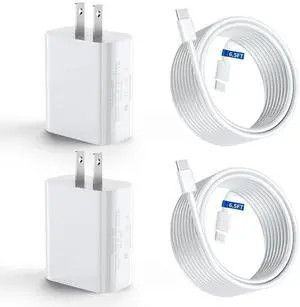KEHIPI  Two Sets of Single Port 45W USB C Fast Charging, with Two USB-C Cables, Suitable for Various New Mobile Phones and Other Devices (White)