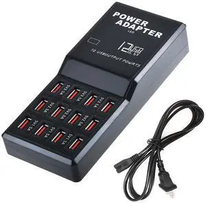 KEHIPI USB Charger Station,12-Port 60W Multiple USB Charging Station,Multi Ports Charger Charging for SmartphonesTabletsand Other Devices.