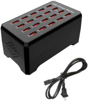 KEHIPI 20-Port USB Charger Station, 100W/20A, Compatible with Smartphones, Tablets, and Other USB Devices