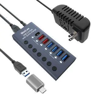 KEHIPI Aluminum 7 Ports USB 3.0 hub with Charging Function, 36W (12V/3A) Power Adapter,Individual Power swiches KEHIPI Aluminum 7 Ports USB 3.0 hub with Charging Function, 36W (12V/3A) Power Adapter,Individual Power swiches