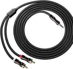 KEHIPI  3.5mm to 2RCA Cable,Headphone Male to Male Jack Adapter Nylon Braided 1/8 to RCA Audio Y Cord, Gold-Plated Plugs, for Smartphones, MP3, Tablets, HDTV, Speaker,6.6ft/2M,Black KEHIPI  3.5mm to 2RCA Cable,Headphone Male to Male Jack Adapter Nylon Braided 1/8 to RCA Audio Y Cord, Gold-Plated Plugs, for Smartphones, MP3, Tablets, HDTV, Speaker,6.6ft/2M,Black