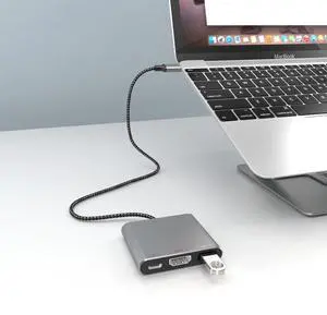 KEHIPIUSB C Multiport AV Adapter with 4K HDTV Output USB 3.0 Port, 50cm Braided Cable & USB-C Fasting Charging Port,Compatible for MacBook Pro Air M1 M2 Pad Pro iMac and Other Type C Devices