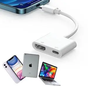 KEHIPI USB C to HDTV Digital AV Adapter with 4K@60Hz HD Video & Audio Output, 100W Fast Charge, Compatible for iPhone 15/16 Pro/Max,MacBook Pro/Air 2023,iPad Pro