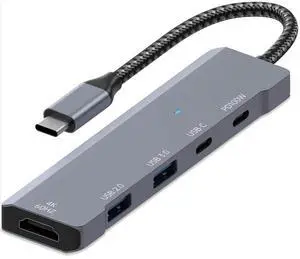 KEHIPI  USB C Hub, USB C to HDMI Adapter 4K@60Hz, USB Type C Adapter Dongle with 100W PD, 5Gb USB-A &C Ports, Docking Station Compatible for MacBook Pro, XPS, Switch, Steam Deck