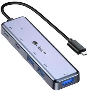 KEHIPI USB C Hub, Aluminum 5 in 1 USB C to USB 3.0 Extender with USB C Power/Data Ports, USB C Dongle for MacBook Pro Air iMac Pro, iPad Pro and More Type C Laptop