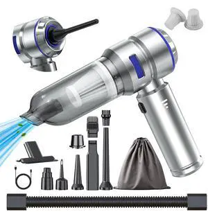 KEHIPI  Portable Car Vacuum - 22000PA Cars Vacuum Cleaner High Power 4 in 1 Compressed Air Duster & Air Blower & Pump Hand Held Vacuums Cordless with Brushless Motor for Car Home Office Blue