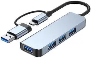 KEHIPI USB Hub 3.0 with 4 Ports,  Aluminum USB C to USB 3.0 Hub USB Splitter for MacBook, Mac Pro/Mini, iMac, Ps4, PS5, Surface Pro,Flash Drive, Samsung and More USB-C Laoptop