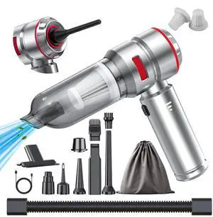 KEHIPI Car Vacuum Cleaner High Power - 22000PA Portable Cars Vacuum 4 in 1 Compressed Air Duster & Air Blower & Pump Hand Held Vacuum Cordless with Brushless Motor for Car Home Office Red