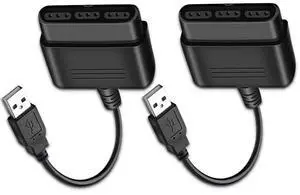KEHIPI PS2 Controller to USB Adapter Converter, 2 Pack Compatible with PS1/PS2 Controller Gamepad to PS3/PC Controller No Need Driver