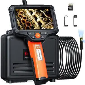 KEHIPI Endoscope Camera with Light, 5" IPS Screen Borescope,1920P HD Inspection Camera with Lights, IP67 Waterproof Flexible Cable for Automotive/Home/Wall/Pipe/Car (16.5FT)