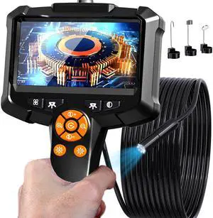 KEHIPI Endoscope Camera with Light, 1080P HD Borescope with 8 Adjustable Lights, 4.3" Endoscope with 16.4ft Semi-Rigid Snake Camera, IP67 Waterproof Borescopese for Sewer, Cool Gadgets & Tools for Men