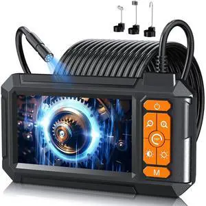 KEHIPI Endoscope Camera with Light, 1080P HD Borescope with 8 Adjustable Lights, 4.3" Endoscope with Semi-Rigid Snake Camera, IP67 Waterproof Borescopese for Sewer, Cool Gadgets & Tools for Men