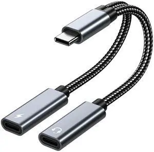 KEHIPI USB C Splitter, Dual USB C Headphone and Charger Adapter 32 Bit / 60W Fast Charging Compatible with iPhone 15 Series, Galaxy S23 S22 S21 Ultra, Pixel,Pad Pro