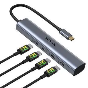 KEHIPI USB C Hub,10Gbps USBC Splitter for Laptop,4 Ports USB C to USBC Hub Multiport Adapter for MacBook Pro/Air,iPad,Phone,Surface Pro,Chromebook,  (Not Support Charging/Extend Monitor)