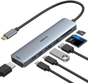 KEHIPI USB C Hub HDMI Adapter for MacBook Pro/Air, 7 in 1 USB C Dongle with HDMI, SD/TF Card Reader, USB C Data Port,100W PD, and 2 USB 3.0 Compatible for MacBook Pro/Air, XPS,  Thinkpad.