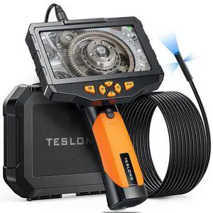 KEHIPI Triple Lens Borescope Inspection Camera, Professional Endoscope with Light, Digital Video Scope Camera, 5" IPS Screen, Waterproof Flexible Cable for Automotive/Home/Wall/Pipe/Car (16.5FT)
