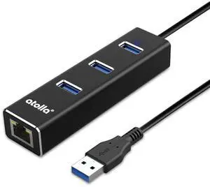KEHIPI USB to Ethernet Adapter, 3 Ports USB 3.0 Hub with 10/100/1000 Mbps LAN RJ45 Gigabit Network Adapter, Supports Windows 10/8/7, Mac OS, Linux