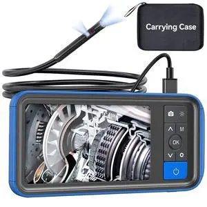 KEHIPI Dual Lens Endoscope Camera with Light, 4.5" HD Snake Borescope Inspection Camera, 0.2inch Automotive Scope Camera with Flexible Cable, Industrial Fiber Optic for Engine Mechanic(5FT)