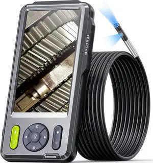 5mm Dual Lens Inspection Camera, Teslong Borescope with LED Light, HD Industrial Endoscope, 5" IPS Screen, Waterproof Video Scope Camera, Flexible Cable for Home/Automotive/Pipe/Car/Wall(16.5FT)