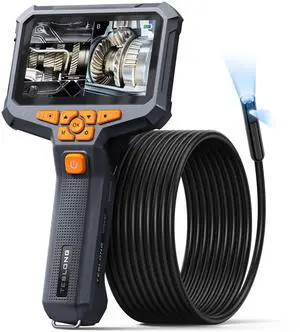 Dual Lens Endoscope Camera with Light, Teslong 4.3" HD Snake Borescope Inspection Camera, Automotive Scope Cam with Flexible Cable, Home Waterproof Fiber Optic for Sewer Drain Pipe (16.5FT)