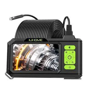 KEHIPI Dual Lens Borescope with Light, 1080P Industrial Endoscope Inspection Camera, 7.9mm IP67 Waterproof, Sewer Camera with 4.3" IPS Screen,8 LED Lights,16.5FT Semi-Rigid Cable.