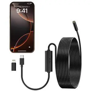 KEHIPI Endoscope with Light,1080P HD Borescope Camera with 8 Adjustable LED Lights 8mm Lens, Inspection Camera with 16.5ft Semi-Rigid Cable, Compatible with for iOS and Android
