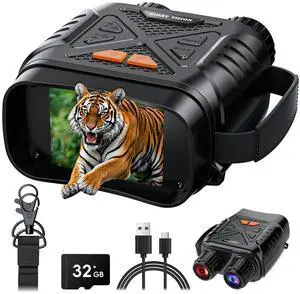 KEHIPI Night Vision Goggles, Night Vision Binoculars for Adults, 10X Digital Zoom, 2.8'' HD Screen Binoculars Camera can Take Photo and Video with 32GB TF Card, Support Connecting to Computer