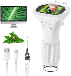 KEHIPI Microscope for Kids, 2" IPS Screen 1000X Handheld Digital Microscopes HD Pocket Portable Mini USB Microscope Camera, PC Compatible, Science Edu Fun Birthday Gifts Toys for Children Students