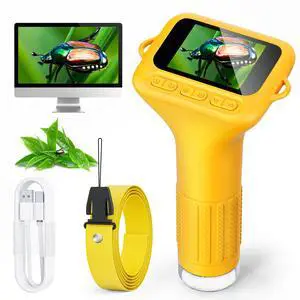 KEHIPI Digital Microscope for Kids, 2" Screen 1000X Handheld Microscope HD Pocket Portable Microscopes Camera, Science Edu Fun Birthday Gifts Toys for Ages 4-12 Children Students Boys Girls -Yellow